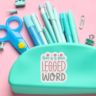 愛は4本足の単語コンターカスタムカット シール