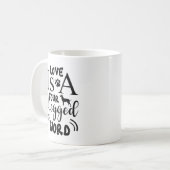愛は4本足の単語コーヒーマグである – かわいい犬 コーヒーマグカップ (正面左)