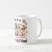 愛は4本足の単語マグカップかわいい子犬のコーヒー コーヒーマグカップ (正面右)