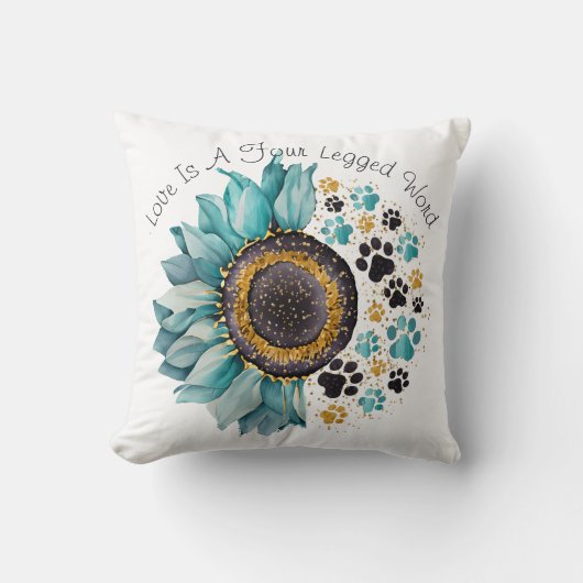 愛は4本足の単語、犬の恋人、犬の母である クッション (正面)