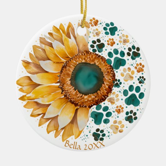 愛は4本足の単語、犬の恋人、犬の母である セラミックオーナメント (正面)