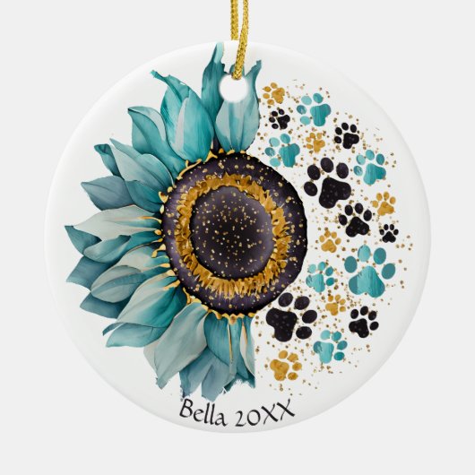 愛は4本足の単語、犬の恋人、犬の母である セラミックオーナメント (正面)