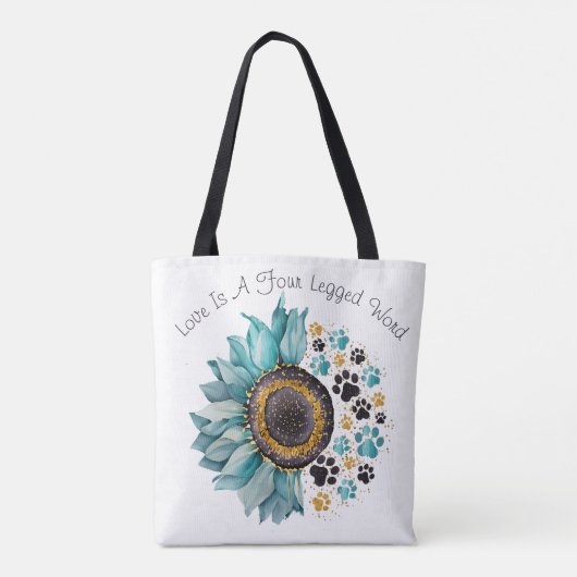 愛は4本足の単語、犬の恋人、犬の母である トートバッグ (裏面)