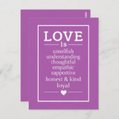 愛は…カスタム文字&カラーテーブルのシーティングカード ポストカード (正面/裏面)