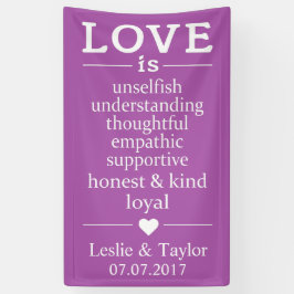 愛は…名前をカスタムする、日付と色のバナー 横断幕