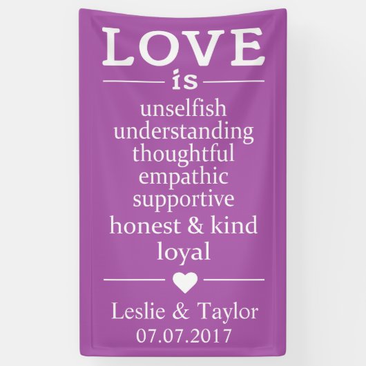 愛は…名前をカスタムする、日付と色のバナー 横断幕 (縦)