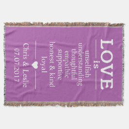 愛は…名前をカスタムする、日付と色投げ毛布 スローブランケット