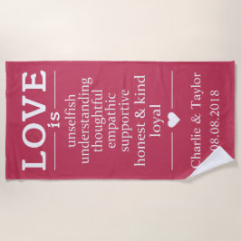 愛は…名前をカスタムする、日付&カラービーチタオル ビーチタオル