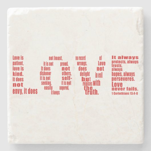 愛は… 1コリント13:4-8聖書の聖句 ストーンコースター (正面)