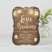 愛はbbqリハーサルの醸造ブライダルシャワーウッド 招待状 (スタンド正面)