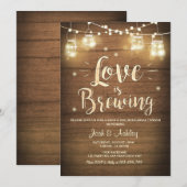愛はBBQリハーサルブライダルシャワーの木材 招待状 (正面/裏面)