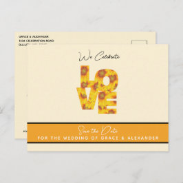 愛ひまわりエレガントの結婚式の日付の後を保存 ポストカード