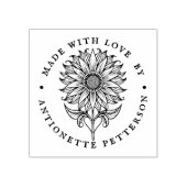 愛ひまわりカスタムデザインフローラロゴで作られた ラバースタンプ (インプリント)