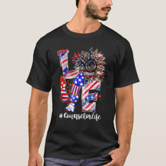 愛ひまわりヒョウ花火大会カウンセラー生活4t tシャツ