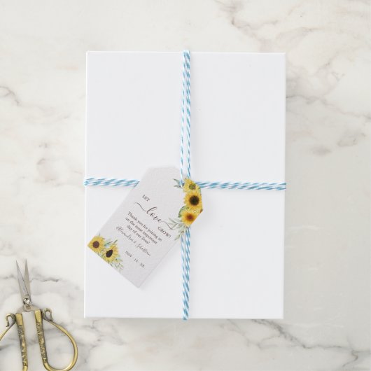 愛ひまわり緑を育て結婚る ギフトタグ (より糸付き)