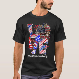 愛ひまわり花火医療従事者の生活4t tシャツ