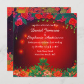 愛への情熱を象徴する赤はっきりした色 招待状 (正面/裏面)