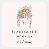 愛ぼほ花とドリームキャッチャーで手作り スクエアシール (正面)
