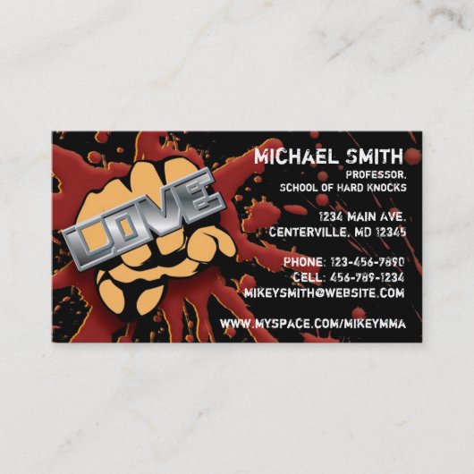 愛または憎悪の握りこぶしカード 名刺 (正面)