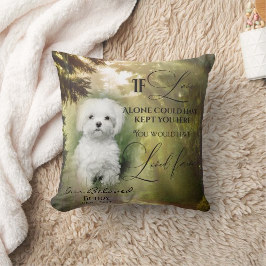 愛もし独り森林犬メモリアル写真祈りの言葉 クッション (ブランケット)