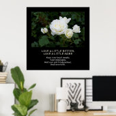 愛もっと、信仰、パーソナライズされた引用文ホワイトローズ ポスター (ホームオフィス)