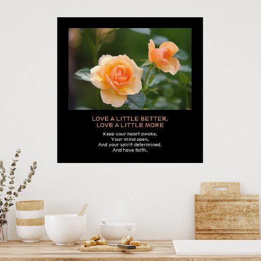 愛もっと、信仰、引用文オパーソナライズされたレンジバラ ポスター (キッチン)