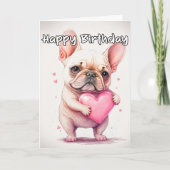 愛よくはしゃぐされる小さなフランスのブルドッグの子犬 カード (正面)