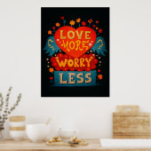 愛より心配が少ない可愛いタイポグラフィ引用文 ポスター (キッチン)