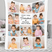 愛よ祖母パーソナライズされた11写真の祖父母 フリースブランケット