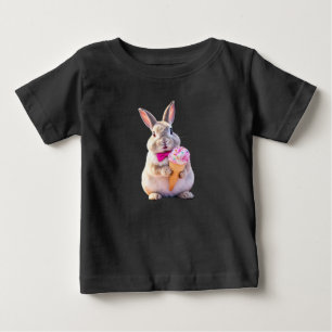 愛らしいうさぎのアイスクリームベイビーTシャツ ベビーTシャツ