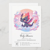 愛らしいおとぎ話のドラゴン　ベビーシャワー 招待状 (正面/裏面)