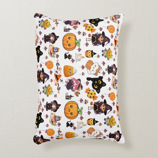 愛らしいおもしろいかわいいハロウィーンパターン アクセントクッション (正面(垂直))