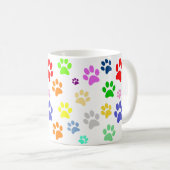 愛らしいおもしろいカラフルとペットの足のプリントパターン コーヒーマグカップ (正面右)