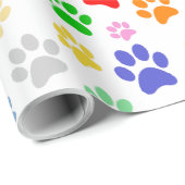 愛らしいおもしろいカラフルとペットの足のプリントパターン ラッピングペーパー (ロールコーナー)