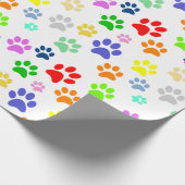 愛らしいおもしろいカラフルとペットの足のプリントパターン ラッピングペーパー (角)