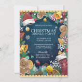 愛らしいおもしろいクリスマスディナーパーティの招待状 招待状 (正面)