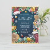 愛らしいおもしろいクリスマスディナーパーティの招待状 招待状 (スタンド正面)