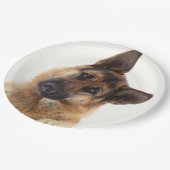 愛らしいおもしろいドイツの羊飼いポートレート ペーパープレート (アングル)