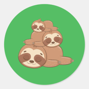 愛らしいおもしろいナマケモノ野生ワン昼寝 ラウンドシール