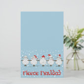 愛らしいおもしろいフリースナビダードクリスマスヒツジ 便箋 (スタンド正面)