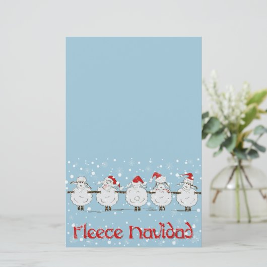 愛らしいおもしろいフリースナビダードクリスマスヒツジ 便箋 (スタンド正面)