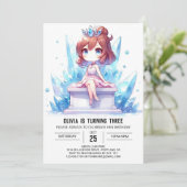 愛らしいおもしろいプリンセス誕生日 招待状 (スタンド正面)
