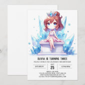 愛らしいおもしろいプリンセス誕生日 招待状 (正面/裏面)