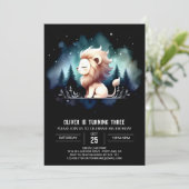 愛らしいおもしろいライオン誕生日 招待状 (スタンド正面)