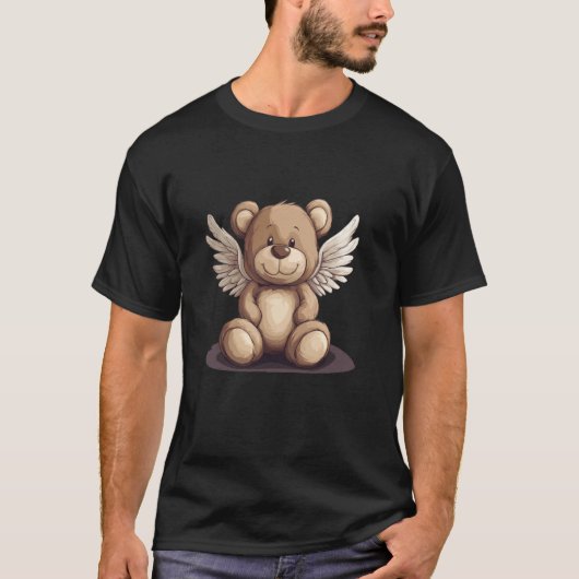 愛らしいおもしろい天使のテディベアの衣装 Tシャツ (正面)