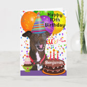 愛らしいおもしろい犬年齢固有のハッピーバースデー カード (正面)