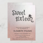 愛らしいおもしろい猫バラ金ゴールドが侵入グラデーションした 招待状 (正面/裏面)