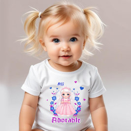 愛らしいお嬢さん ベビーTシャツ