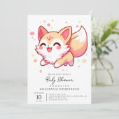 愛らしいお洒落キツネベビーシャワー 招待状 (スタンド正面)