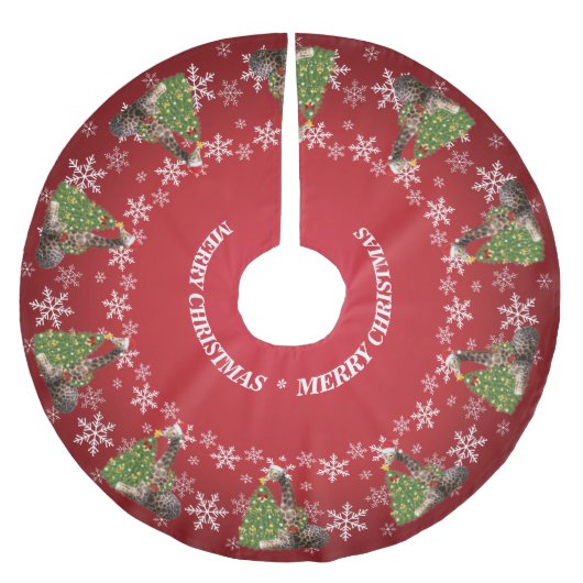 愛らしいお洒落クリスマスのプレゼントを赤で ブラッシュドポリエステルツリースカート (正面)